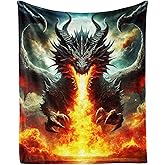 Dragon Throw Blanket - Soft Flannel for Girls Boys Kids Dragon Lovers - Warm All Season Lap, Chair, Sofa Blanket - 50"x40"