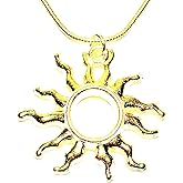 Gold hollow sun charm necklace