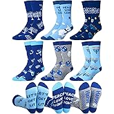 Eurzom 6 Pairs Men's Hanukkah Socks Novelty Chanukah Dress Crew Socks Holiday Gift Funny Menorah Dreidel Pattern for Adult Men Chanukah Party Favors