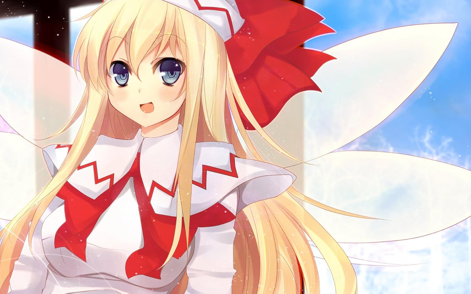 Posterhub Anime Touhou Long Hair Blonde Wings Grey Eyes Lily