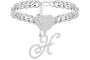 Krfy Ankle Bracelets for Women, Silver Cursive Initial Cuban Link Anklets for Women 10mm Miami Cuban Link Chain Dainty Cute CZ Initial Anklets Summer Jewelry Gifts for Women Teen Girls