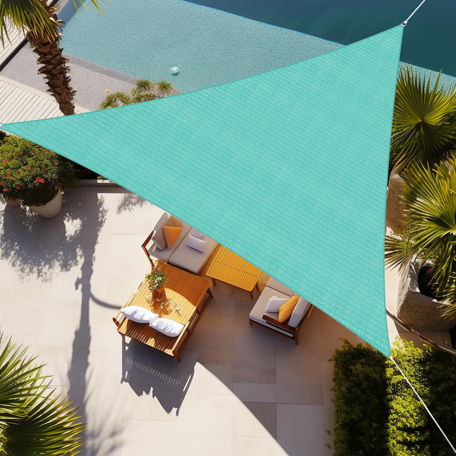 Shade&Beyond Triangle Sun Shade Sail 08'X08'X08' Permeable Canopy Turquoise for Patio Garden Yard Deck Pergola (We Make Custom Size) Image