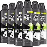 Dove Men+Care Antiperspirant Deodorant Invisible Fresh, 6 Pack, Long Lasting 72 Hour Odor Protection, No White Marks or Yellow Stains, Soothes & Moisturises Skin, 5 oz. Each