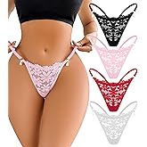 YIFVTFCK G-String Thongs for Women Sexy Lace T Back Underwear Low Rise No Show Cheeky Panties