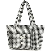 Molly Moon Quilted Tote Bag for Women, Quilted Floral Gingham Tote Bags with Zipper, Cute Bow Shoulder bag for Work, Travel