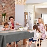 Deconovo Solid Faux Linen Rectangle Tablecloth 51x87in Grey Water Resistant view 3