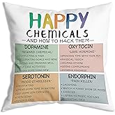 ZNGFON Mental Health Happiness Chemicals Throw Pillow Cover 18x18, Inspirational Gifts,Mental Health Gifts,Positive Therapy Throw Pillow Cover School Counselor Therapy Office Poster Decor
