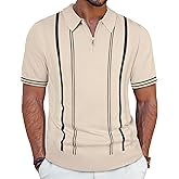 PJ PAUL JONES Mens Knit Polo Shirts Short Sleeve Quarter Zip Golf Shirt Vintage Shirts for Men