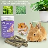 ERKOON 38 Pcs Timothy Grass Chew Sticks for Rabbits and Small Pets view 2