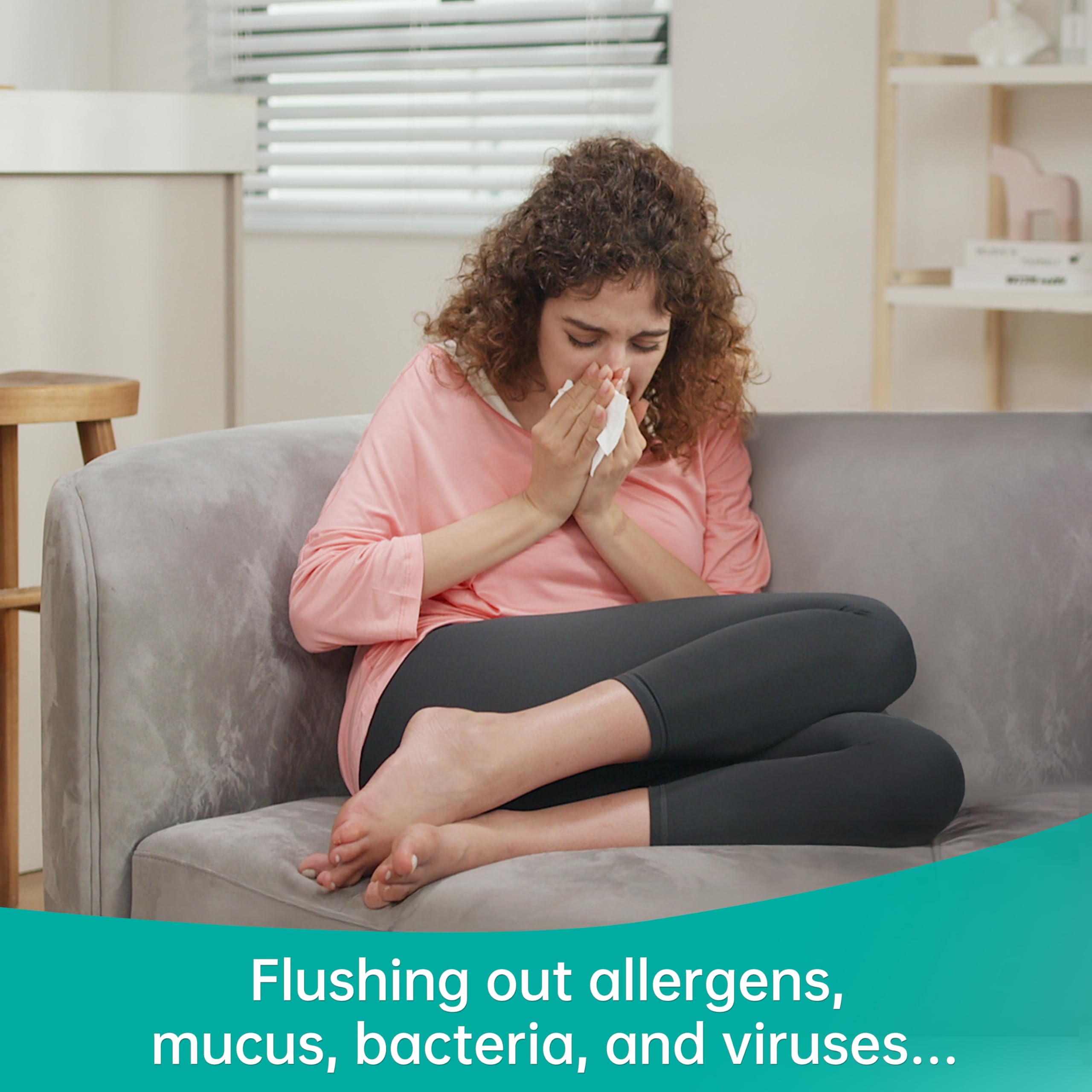 opove Nasal Irrigation System, Sinus Rinse Kit with 1 Nose Cleaner & 15 Salt Packets, Self-Cleaning & Automatic Waste Collection, Rechargeable Sinus Rinse Bottle for Relieving Nasal Discomfort