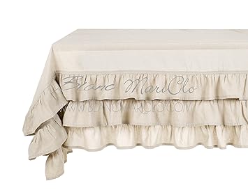 BLANC mariclo – Tischdecke mit Rüschen Natural Elegance Rüsche Collection 180 x 290 cm