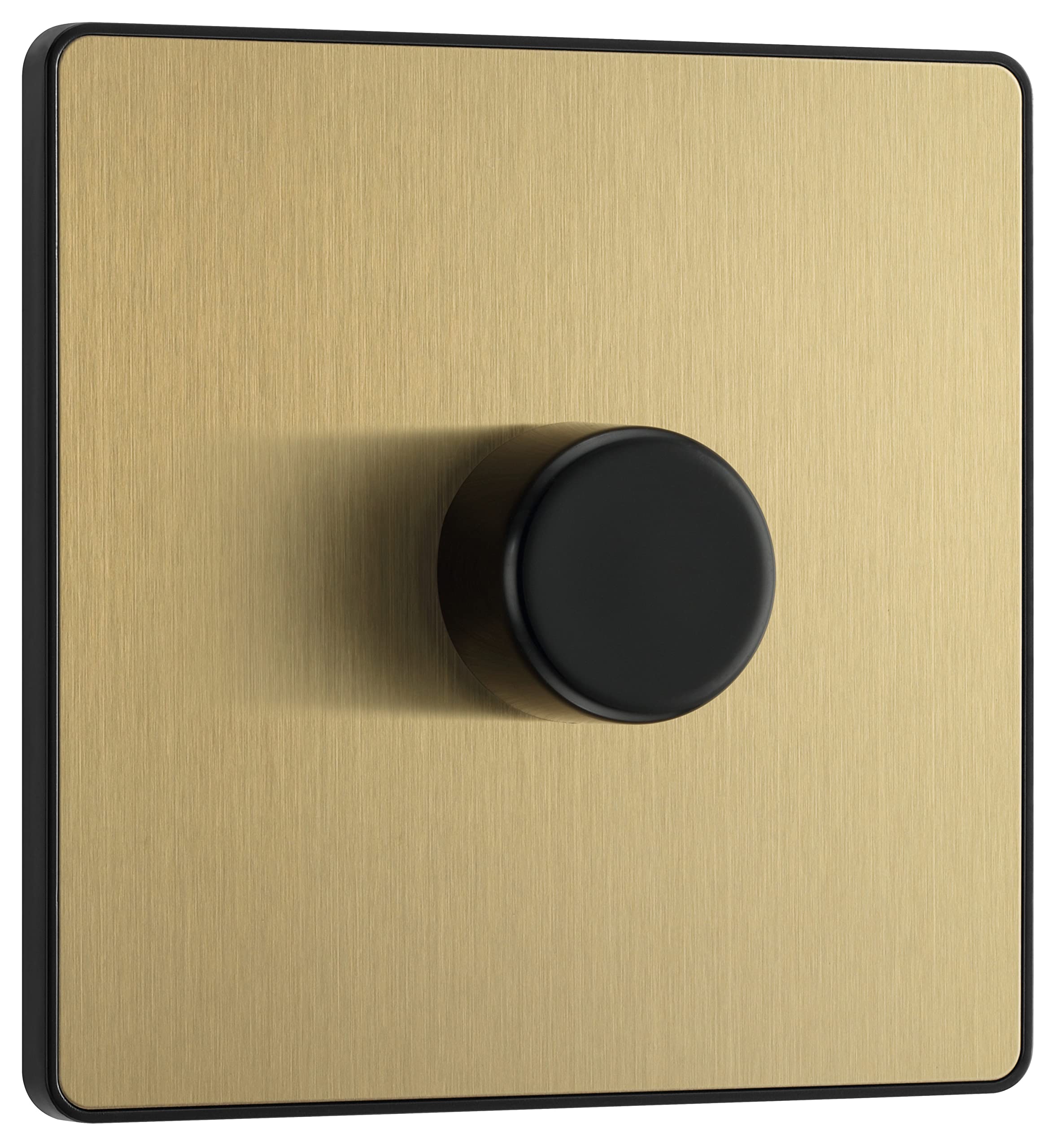 BG Electrical Intelligent Single Wall Dimmer Switch, 2 Way, Screwless Front Plate, Evolve, Satin Brass, 200W, PCDSB81B