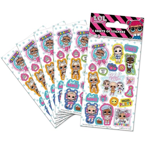 Paper Projects 01.70.15.051 15.051 L.O.L. Present Surprise Stickers (6 Sheets) | Official Licensed Product | Perfect as Party Bag or Stocking Fillers, White, 12.5cm x 7.5cm