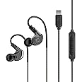 MEE audio M6 Sport USB-C Wired Earbuds with Memory Wire Earhooks, Headset with Mic & 3-Button Remote for iPhone 15, iPad, Other USB Type C Devices; in Ear Headphones for Running/Gym/Workouts, Black