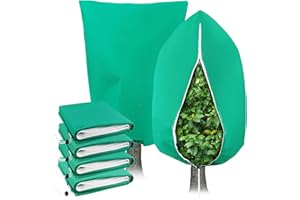ANGAR 4 Pack Plant Covers Freeze Protection for Winter, 2.2oz/yd² Frost Blankets Cloths With Zipper/Drawstring (47" X 32"), Large Plant Frost Protection Covers Outdoor, for Shrub Bush Fruit Tree Potted