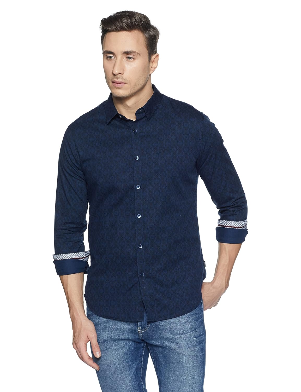 flying machine men's printed slim fit casual shirt
