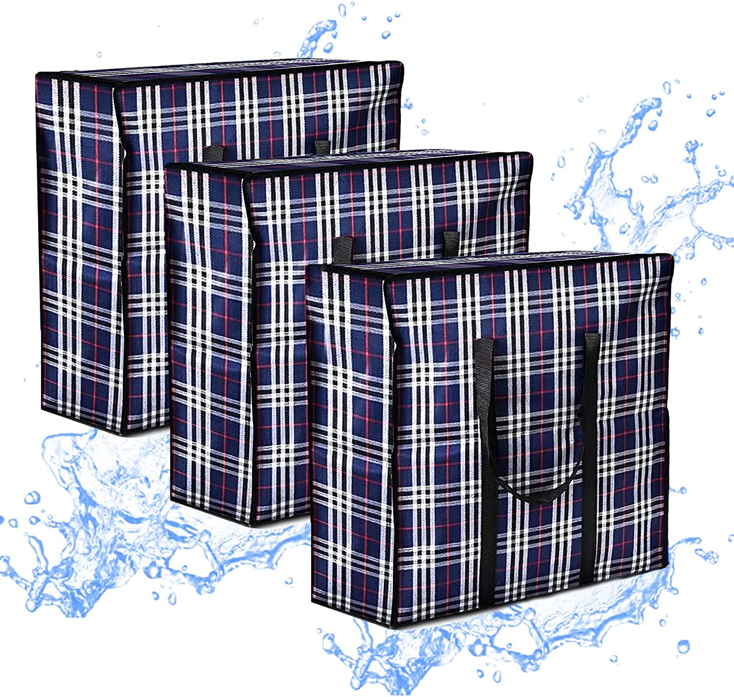 Fancy Print Design Laundry Cleaning Bags Large & Extra Large Underbed Reusable Storage Heavy Duty Practical Waterproof Robust Zip Bags For Toys Bedding Wardrobe Closet Space Saver (Large (3 Pack))