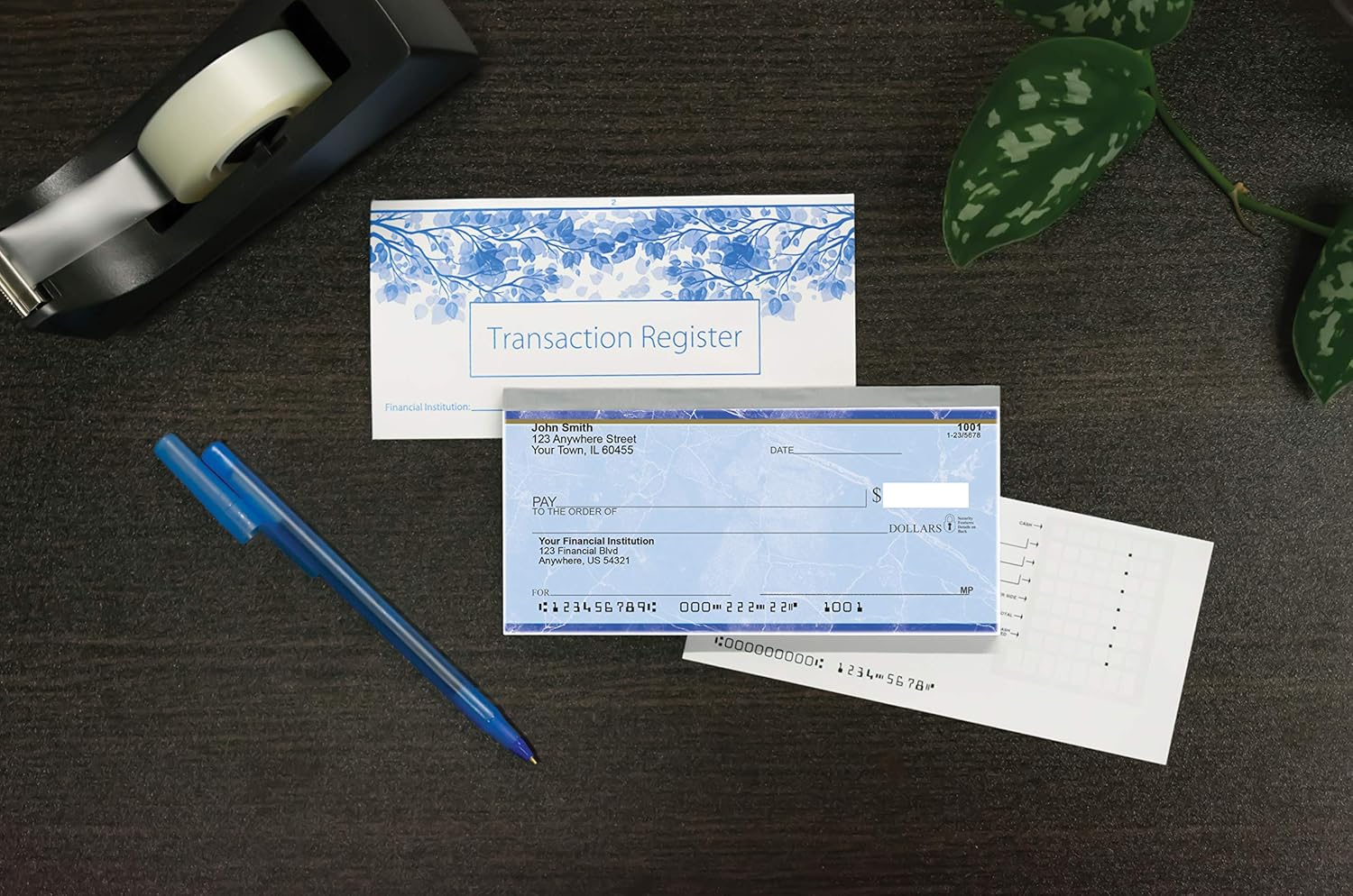 Value Price Blue Marble Top Tear Personal Checks (1 Box of Singles, Qty. 125) : Office Products