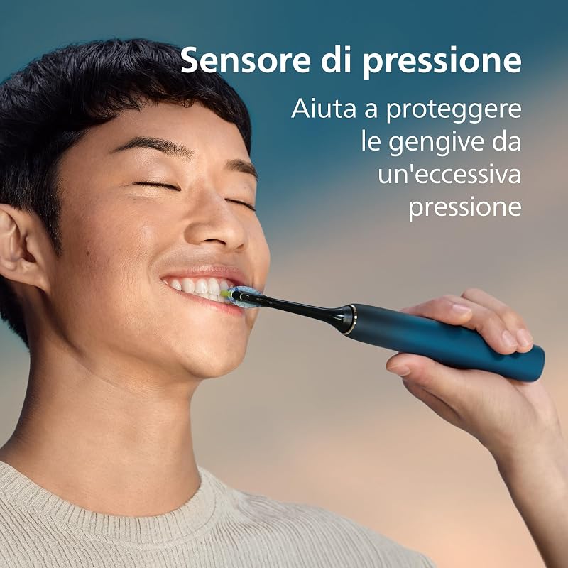 Sonicare Spazzolino elettrico DiamondClean serie 9000 edizione speciale: per pulizia dei denti e igiene orale, blu scuro, 4 testine Premium Plaque C3 (modello HX9911/89)