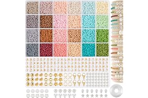 TEXGIZRLY 3mm Glass Seed Beads for Jewelry Making, Friendship Bracelet Making Kit for Girls Adults, 24 Colors Bead Bracelet Kit for DIY Crafts Gifts
