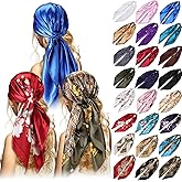 Hicarer 35 Inch Silk Head Scarf Large Square Neck Scarf Sleeping Hair Wrapping Satin Scarves for Women