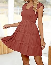 ZESICA Womens 2024 Summer Casual V Neck Flutter