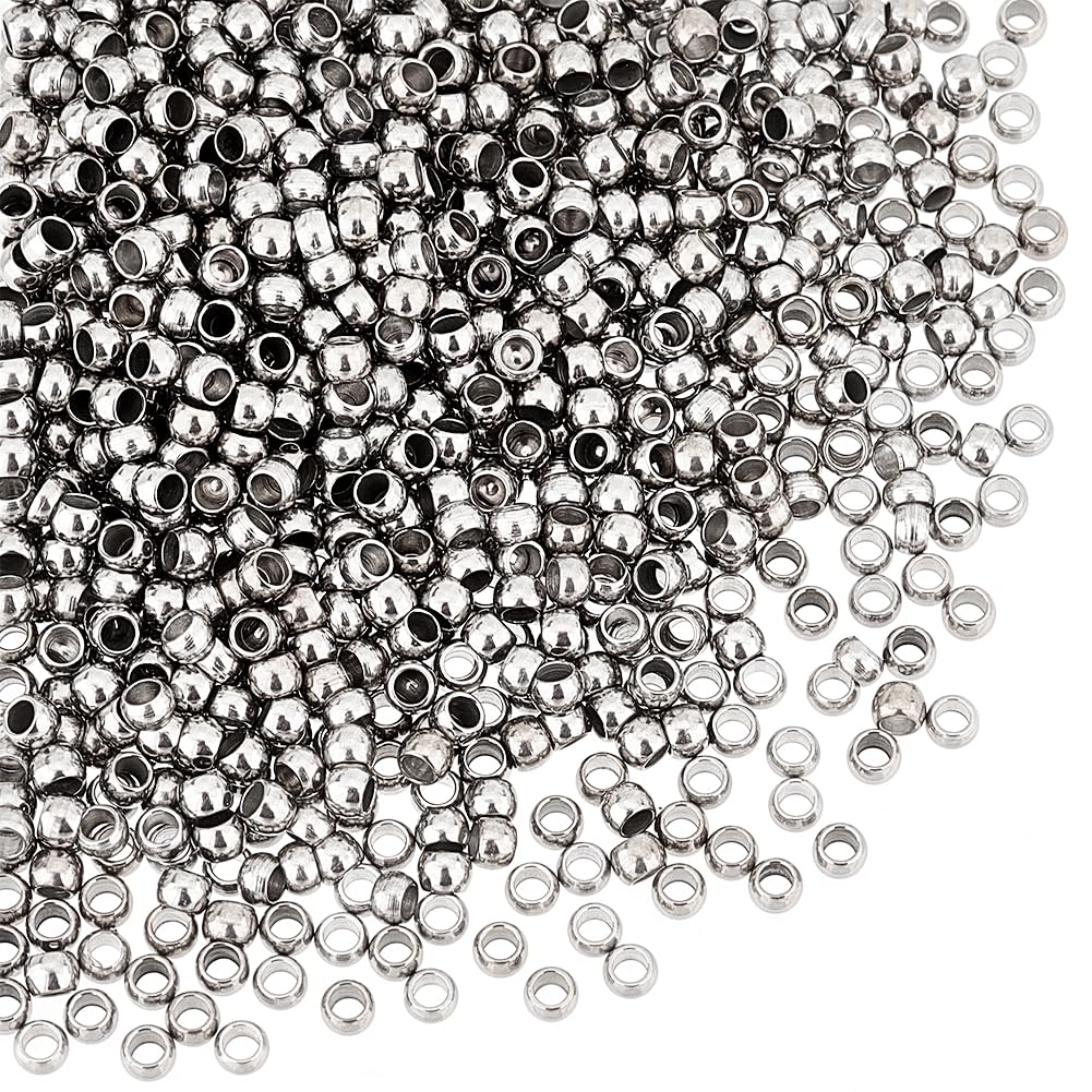 UNICRAFTALE 800pcs Round Stainless Steel Spacer Beads 2.5mm for DIY Bracelet Necklace Jewelry Making