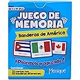 Menique Flags of The Americas Memory Matching Game – Spanish Edition – 70 Cards (35 Pairs) with Flags, Countries & Capitals – Educational Matching Game in Spanish for Kids and Adults