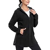 MoFiz Women's Long Fleece Zip Up Hoodies Long Sleeve Full Zip Soft Warm Polar Fleece Jacket Coat with Pocket for Fall Winter