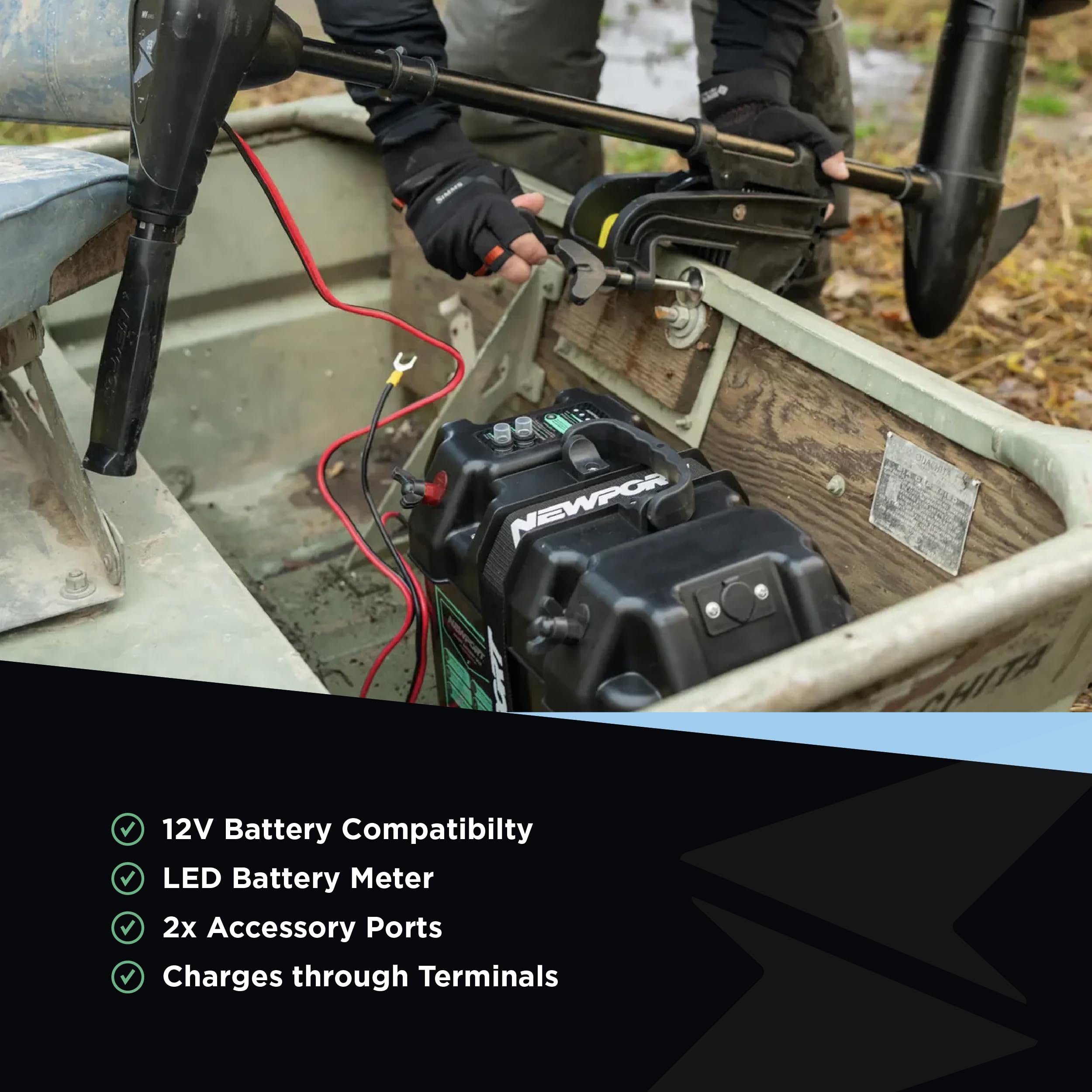 Newport Trolling Motor Smart Battery Box Power Center with USB and DC Ports, Medium