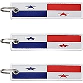 LLBFHH 3 Pcs Panama Panamanian Country Flag Keychain,Woven label Key Chains for Car Keys,Fabric Key Chains Men and Women,Used for Various Decorations.