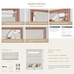 Boolegon No Drill Roman Shades for Windows