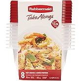 Rubbermaid TakeAlongs Food Storage Containers, Set of 8 (16 Pieces Total), 5.2-Cup Square, Ruby | Great for Meal Prep, Lunch 