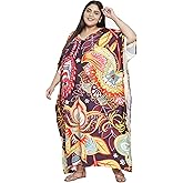 Oussum Long Plus Size Caftan Maxi Dress for Women, Beach Cover Up Kimono Sleeve Summer Dresses for Women 1X–3X