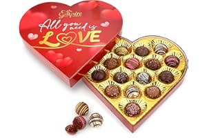 EMPIRE DELIGHTS Valentines Day Chocolate Heart Box - Happy Valentines Chocolate Truffles - 17 Gourmet Milk and Dark Valentines Chocolate Truffles