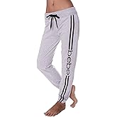 bebe Womens Sweatpants Joggers, French Terry Lounge Pants with Gathered Cuffs, Logo Pajama Pants for Women