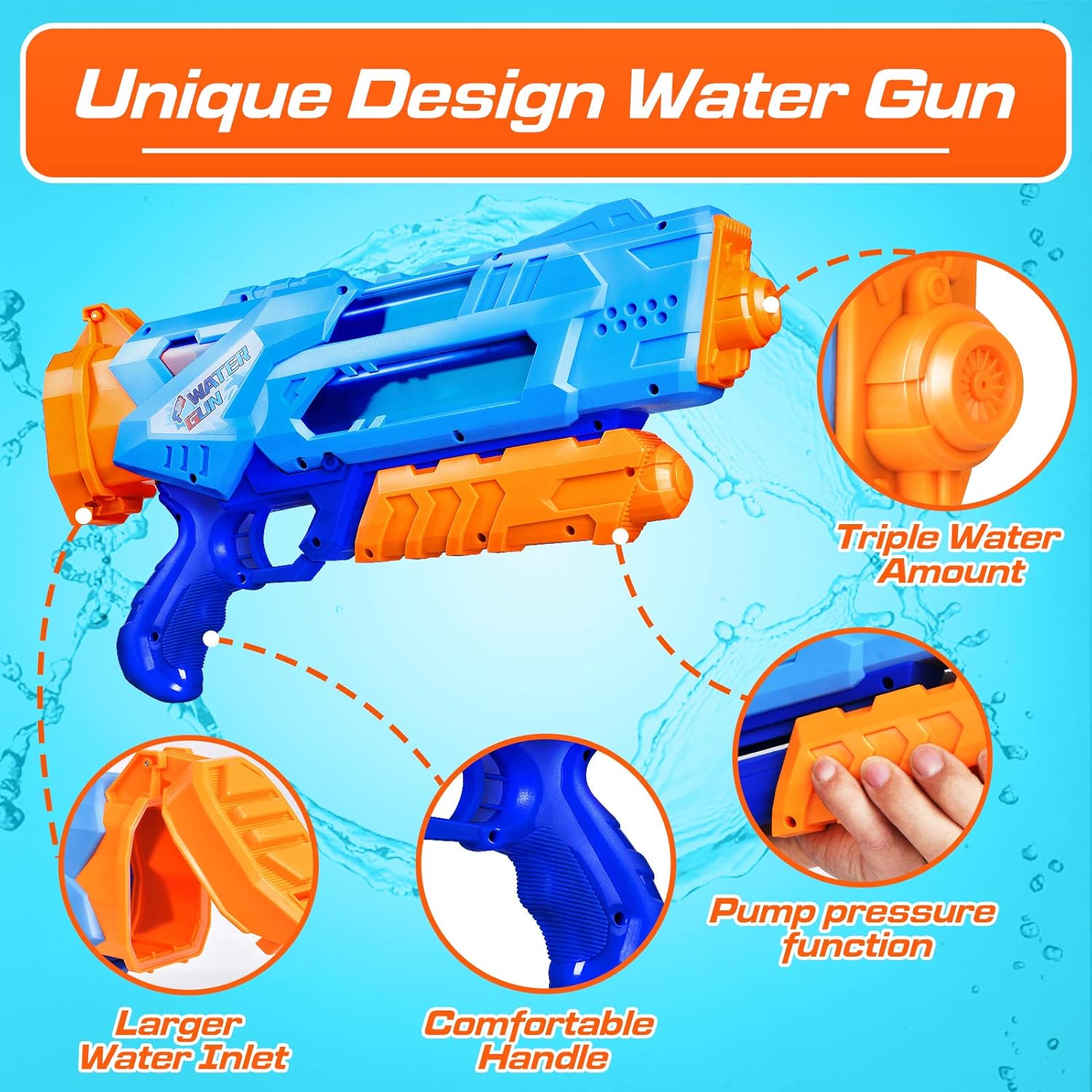 Super Water Guns for Kids & Adults, 2 Pack Super Water Blaster Soaker Squirt Guns, 1200cc High Capacity for Kids Ideal Gift Toys for Summer Outdoor Swimming Pool Beach Sand Water Fighting Play Toys: Toys & Games