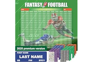 HAPPY APLENTY Fantasy Football Draft Board 2025-2026 Kit, 12 Teams 20 Rounds, 500+ Player Labels & Blank Labels – Includes 2025 Top Rookies & Schedule