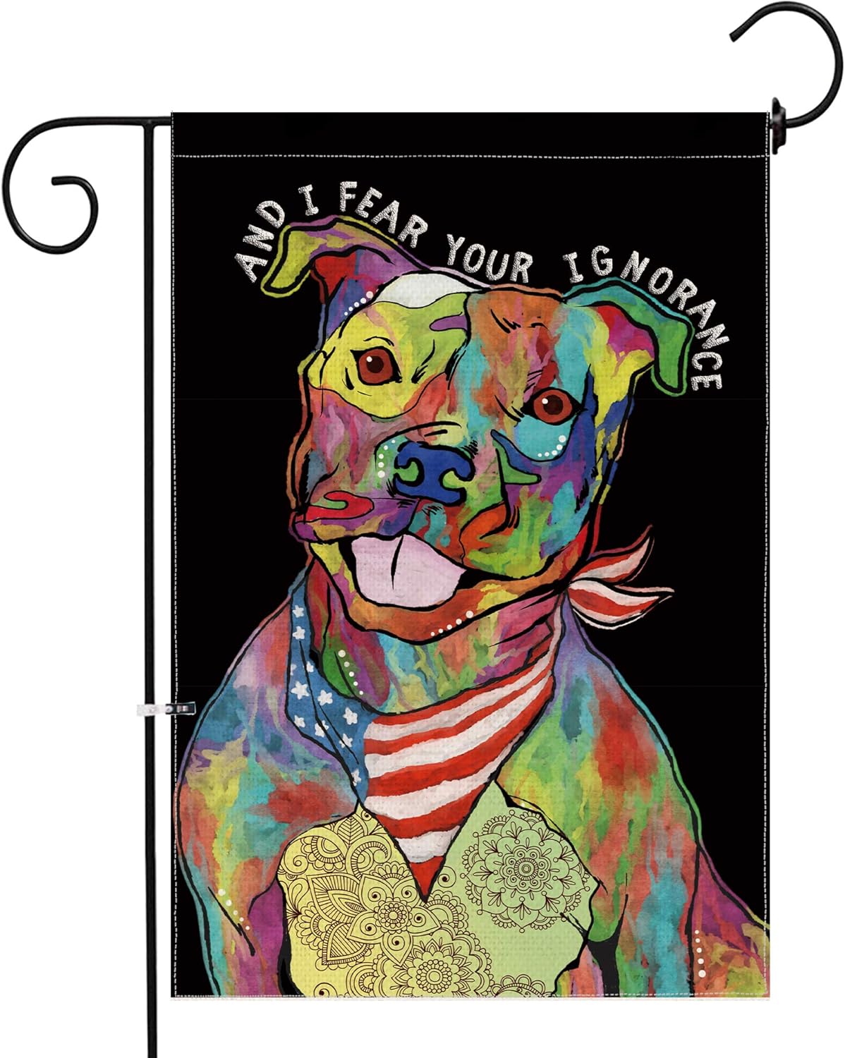 Hexagram Pit Bull Terrier Garden Flag Burlap Double Sided Decorative Colorful Art Dog Yard Flag 12x18 inch Prime