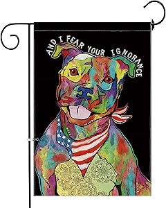 Hexagram Pit Bull Terrier Garden Flag Burlap Double Sided Decorative Colorful Art Dog Yard Flag 12x18 inch Prime