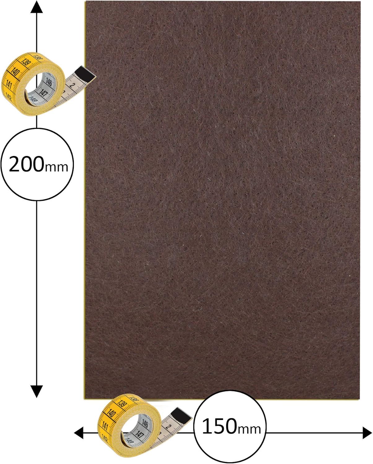 3 Pieces Self Adhesive Cut To Size Sticky Felt Pads For Furniture Feet 150mm x 200mm By Lifeswonderful®, Brown - Image 3