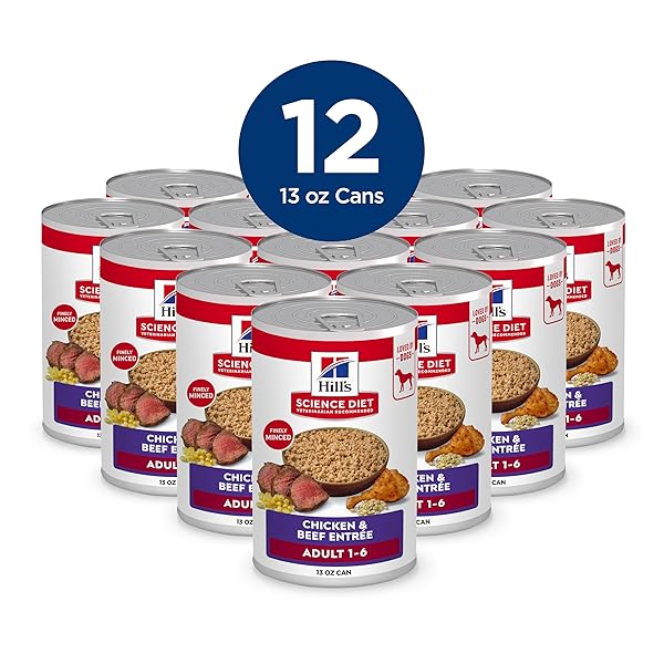 HILL’S SCIENCE DIET ADULT 1-6 WET DOG FOOD, CHICKEN & BEEF, 13 OZ. CANS, 12-PACK