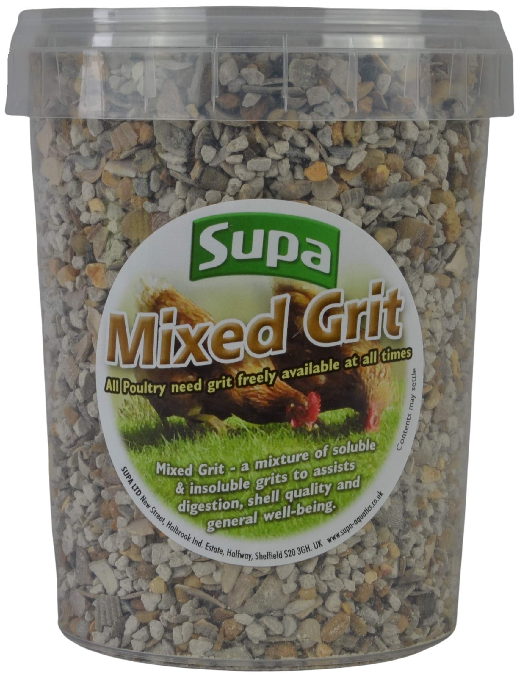 Supa Poultry Mixed Grit Tub, 1 Litre, Pack of 5, A Mixture Of Insoluble And Soluble Grits To Assist Digestion, Egg Shell Quality And General Well Being,
