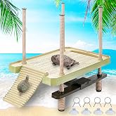 Large Turtle Floating Basking Platform with Feeding Area, Turtle Floating Docks Reptile Climbing Pier and Basking Platform for Tortoise, Frogs, Crabs and Salamanders