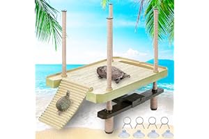 KEEDOLLA Large Turtle Floating Basking Platform with Feeding Area, Turtle Floating Docks Reptile Climbing Pier and Basking Platform for Tortoise, Frogs, Crabs and Salamanders