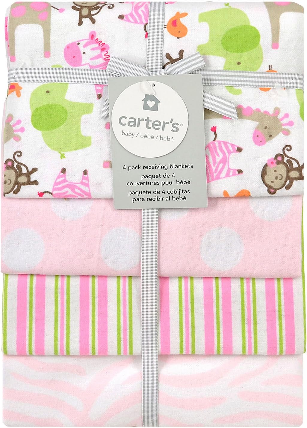 Carter's Girly Zebra Print 4 Pack Flannel Receiving Blanket