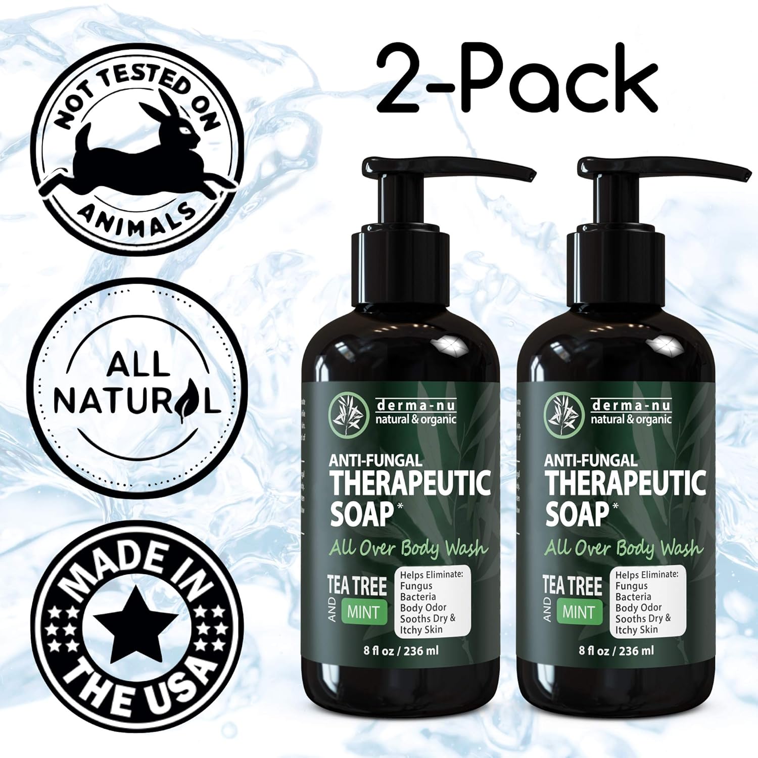 Antifungal Soap and Antibacterial Body Wash - Body Acne Wash, Tea Tree Soap with Tea Tree Oil for Jock Itch, Athletes Foot, Body Odor, Nail Fungus, Ringworm, Eczema & Back Acne Body Wash - 2 Pack : Beauty