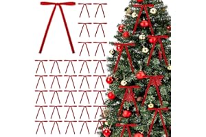 woric 36PCS Red Bows for Christmas Tree 5 x 7 Inch Rustic Velvet Christmas Bows Vintage Ribbon Premade Bow for Wreaths, Gift Wrapping Home Indoor Outdoor Holiday Party Decor