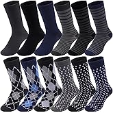 Chicingyou 12 Pair Boy Dress Socks Toddler Kid School Uniform Crew Dress Cotton Sock Gift Pattern Novelty Design Performance