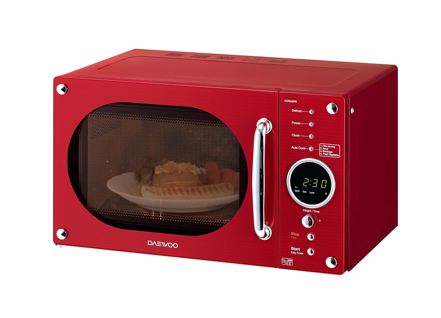 Daewoo Retro Design Microwave 800w 23L In Red KOR8A9RDR 5031117813349